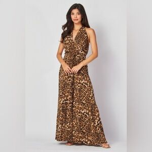 NWOT Leopard Print Halter Maxi Dress